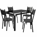 Ver imagem 2 de Conjunto Mesa de Jantar Malva Base 4118 4 Lugares Tampo Vidro Preto 107cm com Cadeiras 151 Combo