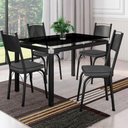 Ver imagem 1 de Conjunto Mesa de Jantar Malva Base 4118 4 Lugares Tampo Vidro Preto 107cm com Cadeiras 151 Combo
