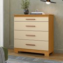 Ver imagem 1 de Cômoda para Quarto 4 Gavetas 90,4cm com Organizador de Jóias Dakota Marrom/Carvalho Americano/Off White