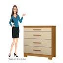 Ver imagem 4 de Cômoda para Quarto 4 Gavetas 90,4cm com Organizador de Jóias Dakota Marrom/Carvalho Americano/Off White