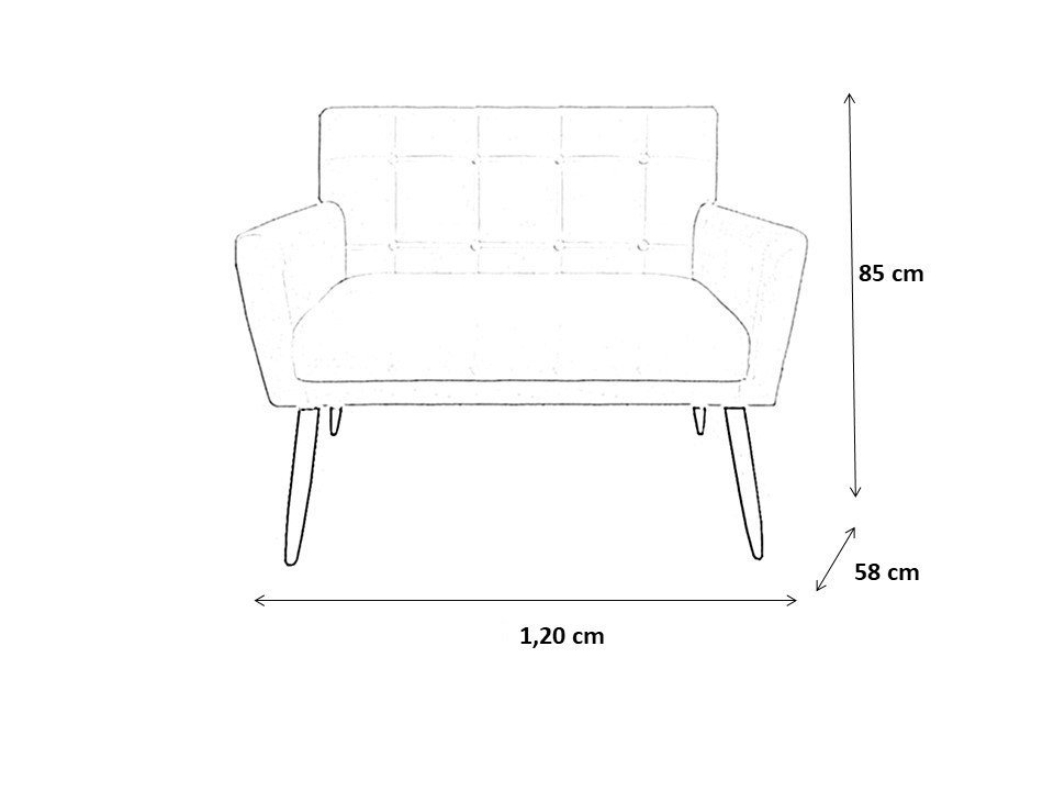 Namoradeira Decorativa Onix Couro Bege 2 Lugares Pés Madeira Mz Decor - 2