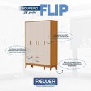 Ver imagem 2 de Jogo de Quarto Infantil Flip Guarda Roupa 4 Portas e Cômoda 1 Porta Areia Fosco/savana - Reller Mó