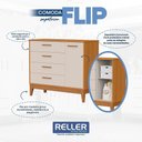 Ver imagem 6 de Jogo de Quarto Infantil Flip Guarda Roupa 4 Portas e Cômoda 1 Porta Areia Fosco/savana - Reller Mó