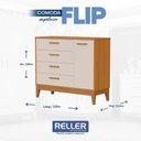 Ver imagem 7 de Jogo de Quarto Infantil Flip Guarda Roupa 4 Portas e Cômoda 1 Porta Areia Fosco/savana - Reller Mó