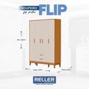 Ver imagem 4 de Jogo de Quarto Infantil Flip Guarda Roupa 4 Portas e Cômoda 1 Porta Areia Fosco/savana - Reller Mó