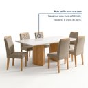 Ver mais imagens de Conjunto de Mesa de Jantar 6 Lugares 160x80cm com Vidro MDF Cinamomo e Off White
