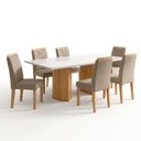 Ver imagem 2 de Conjunto de Mesa de Jantar 6 Lugares 160x80cm com Vidro MDF Cinamomo e Off White