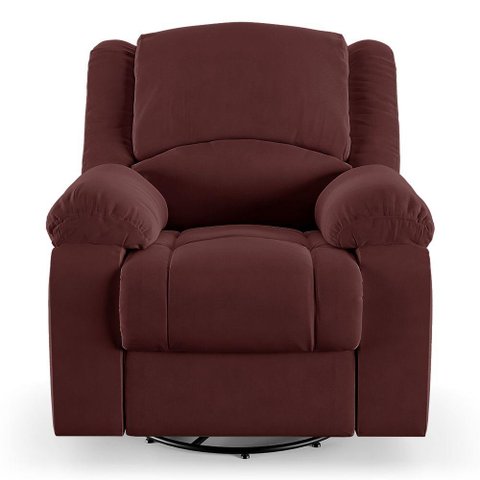 Poltrona do Papai Reclinável Sala de Cinema Barcelona Glider Manual Giratória Usb Veludo Vinho