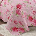 Ver imagem 2 de Kit Cobre Leito Colcha Mix Queen Estampado Dupla Face Floral 3 Peças - Maria - Rosa