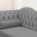 Ver imagem 3 de Divã Recamier Lavínia Clássico 120cm Capitonê com Pés de Madeira Linho Cinza - Desk Design
