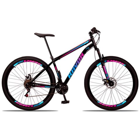 Bicicleta Aro 29 Suspensão Shimano Bike 21 Marchas Aço:azul e Rosa