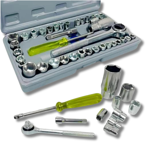 Kit Jogo de Chave Catraca Reversivel Soquete 40 Peças Ferramentas Profissionais