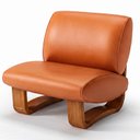 Ver imagem 5 de Poltrona Lusso Estofada Design Moderno Estrutura Madeira Cor Champagne Tecido Corino Caramelo