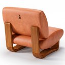 Ver imagem 3 de Poltrona Lusso Estofada Design Moderno Estrutura Madeira Cor Champagne Tecido Corino Caramelo