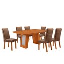 Ver imagem 3 de Conjunto de Jantar Carolina Laminado 6 Lugares Tampo MDF Canto Copo Cadeiras Lira Capuccino Off