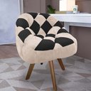 Ver imagem 1 de Poltrona Paloma Escritório Sala Giratória Madeira Suede Bege e Suede Preto - Dominic Decor