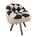 Ver imagem 2 de Poltrona Paloma Escritório Sala Giratória Madeira Suede Bege e Suede Preto - Dominic Decor