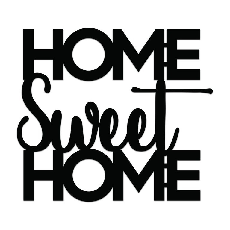 Placas Quadros Decorativos Home Sweet Home 3D em MDF 3mm - Preto