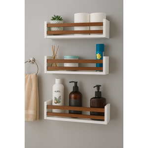 Kit 3 Prateleira Branca para Banheiro Mdf Cedrinho - 40x10cm