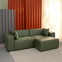 Ver imagem 1 de Conjunto Sofá 220cm e Puff 80cm Baobá CabeCasa MadeiraOriginals Verde Courino Musgo