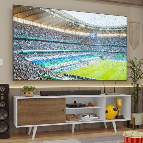 Rack para Tv até 80 Polegadas 160cm Branco/rustic com Pés Branco Torino Madesa Branco/rustic