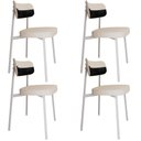 Ver imagem 1 de Kit 04 Cadeiras Estofada para Sala de Jantar Astrid Branco C01 Linho Palha Courino Preto - Lyam
