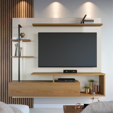 Home Suspenso Maragogi para TV até 58 Polegadas 180cm MDP Off White Freijó Colibri Móveis