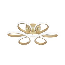 Plafon Moderno Dourado 50cm Led 48w 3 em 1 Bivolt Paris Luz - 1
