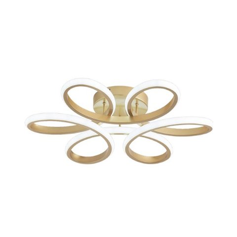 Plafon Moderno Dourado 50cm Led 48w 3 em 1 Bivolt Paris Luz