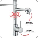 Ver imagem 4 de Torneira Gourmet Monocomando Design Moderno Dupla Função Jato Ducha Agua Quente/fria