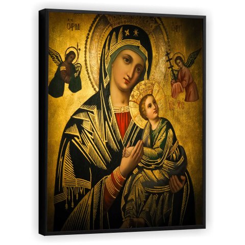 Quadro Decorativo Canvas Filete Nossa Senhora do Socorro Jesus Cristo Gg