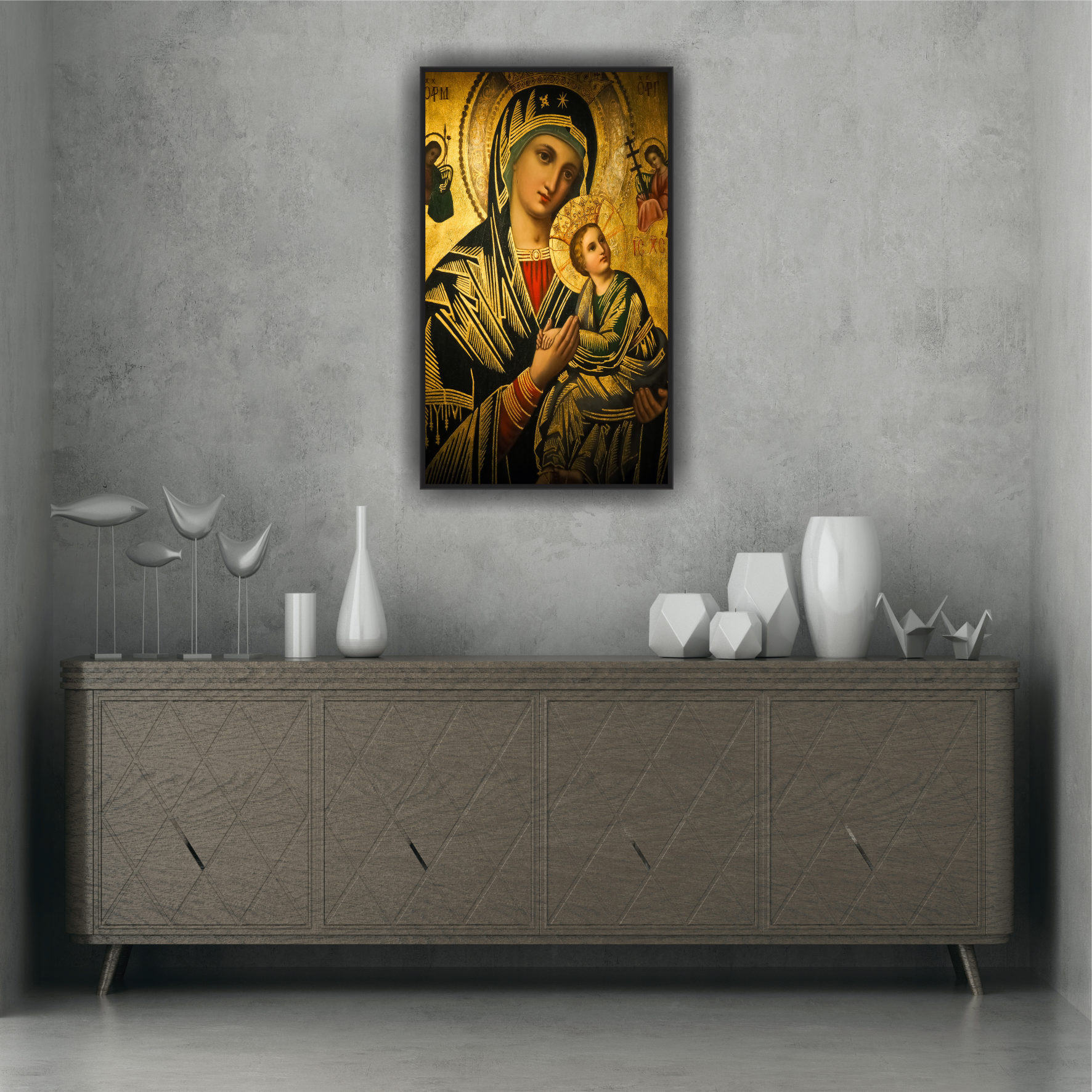 Quadro Decorativo Canvas Filete Nossa Senhora do Socorro Jesus Cristo Gg - 2