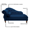 Ver imagem 4 de Recamier Sofá Esquerdo Larissa 150cm Sala Suede Azul Marinho - Incasa Decor