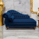 Ver imagem 2 de Recamier Sofá Esquerdo Larissa 150cm Sala Suede Azul Marinho - Incasa Decor
