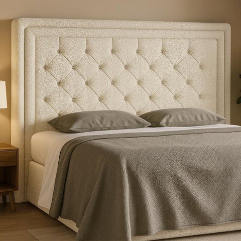 Cabeceira para Cama Box King 219cm Phili Bouclé Off White - Sallar Home