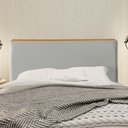 Ver imagem 2 de Cabeceira Cama Box King 1,93m Estofada Detalhe em Madeira Java Veludo Cinza Claro