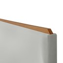 Ver imagem 3 de Cabeceira Cama Box King 1,93m Estofada Detalhe em Madeira Java Veludo Cinza Claro