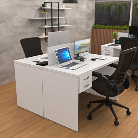 Estação Trabalho Plataforma 120x60 2 Lugares C/ Gav Netmobil - Branco