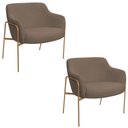 Ver imagem 1 de Kit 02 Poltronas Decorativas Jade Base Aço Ouro Fosco Bouclé Marrom - Nexta Casa