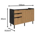 Ver imagem 2 de Balcão de Cozinha 120cm 2 Portas e 3 Gavetas Nanda Tecnomóbili
