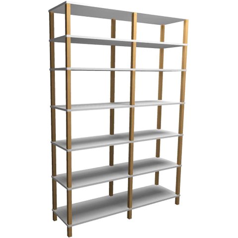 Estante Madeira 7 Prateleiras Branca Evolukit 140x38x203