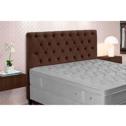Painel de Cama Box Estofada Casal Embaixatriz Plus Suede Marrom Chocolate - Simbal