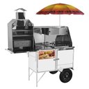 Ver imagem 1 de Carrinho 3 em 1 Cefaz Hot Dog, Lanche Churrasco Luxo Branco Rodas Pneumáticas e Guarda Sol Blc12p/