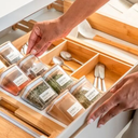 Ver imagem 2 de Kit 3 Organizadores de Gaveta de Bambu Modular com 9 Porta Temperos Herméticos Talheres e Utensilios