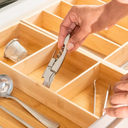 Ver mais imagens de Kit 3 Organizadores de Gaveta de Bambu Modular com 9 Porta Temperos Herméticos Talheres e Utensilios
