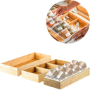 Ver imagem 1 de Kit 3 Organizadores de Gaveta de Bambu Modular com 9 Porta Temperos Herméticos Talheres e Utensilios