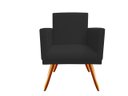 Ver imagem 2 de Kit 2 Poltronas Decorativa Nina Suede Preto Pés Madeira Mz Decor