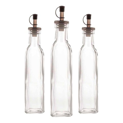 Kit 3 Garrafas para Azeite de Vidro com Tampa Lyor 270ml