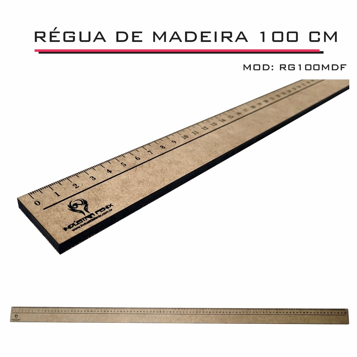 5 Régua 100 cm Madeira Modelagem Estilista Corte Costura FNX - 2