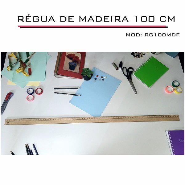 5 Régua 100 cm Madeira Modelagem Estilista Corte Costura FNX - 1